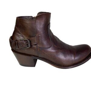 J.B. Dillon Womens 9B Brown Leather Ankle heeled Boots Zipper Adjustable Mexico